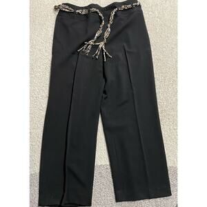 Pantology Women's Size 12 Sash Belt Straight Leg Dress Pants Black
